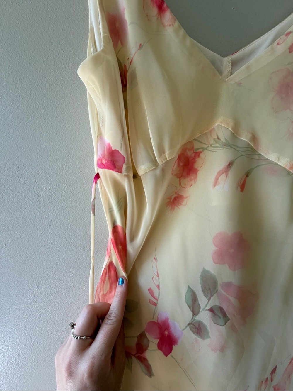 Studio Y Cream Slip Dress with Pink Floral Print - Picture 7 of 9